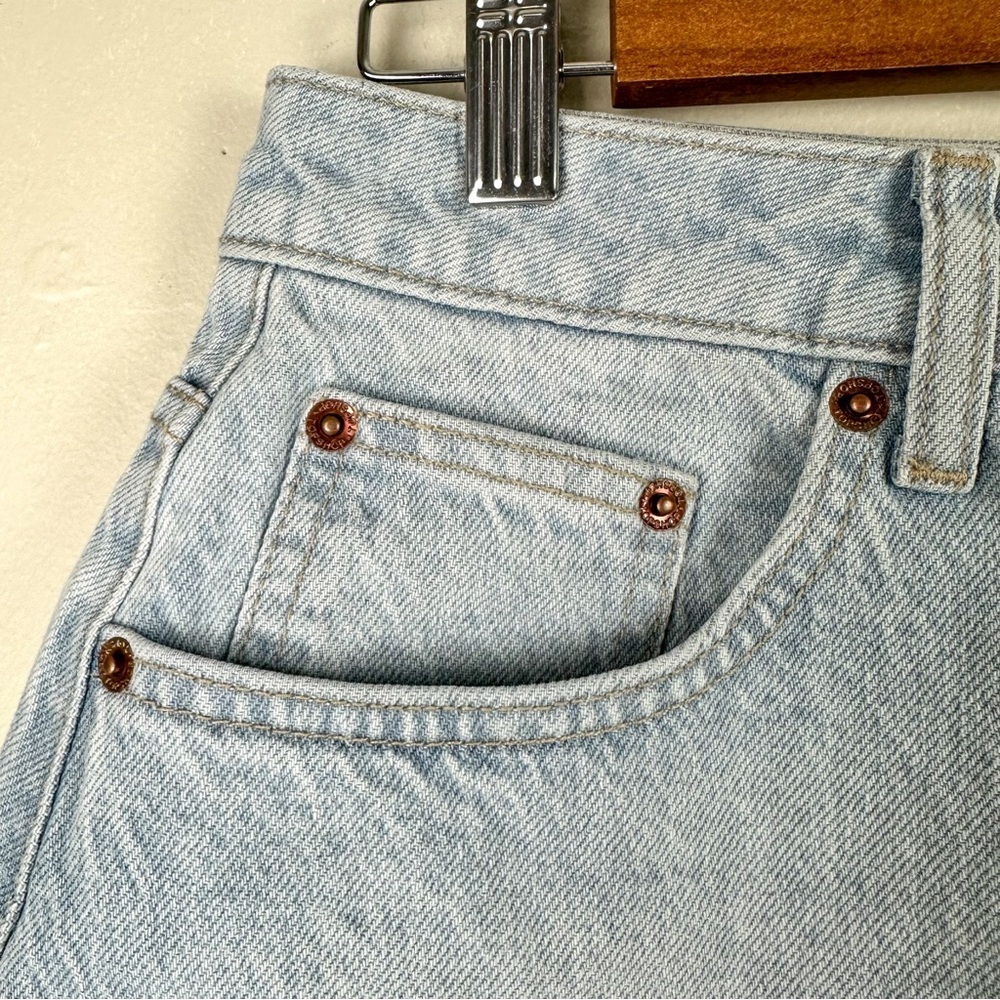 TOPSHOP Denim Shorts A-Line Mom Shorts Bleach Wash - Picture 9 of 17